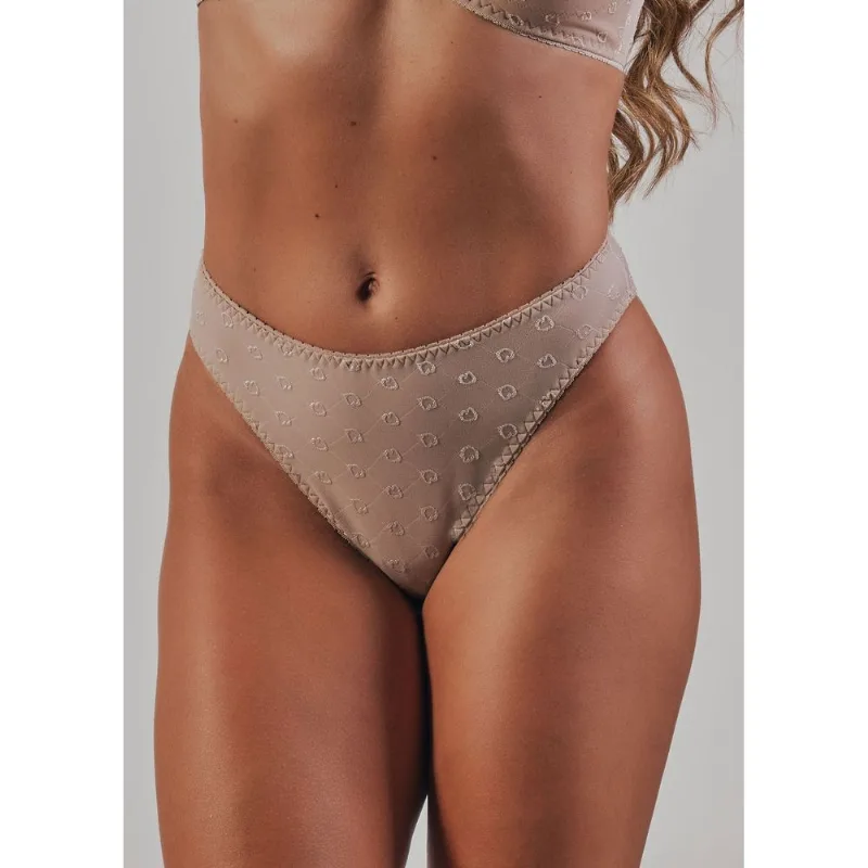 Calcinha Biquíni Em Microfibra Trabalhada Fio Lycra Cuore BEIGE FONCÉ G