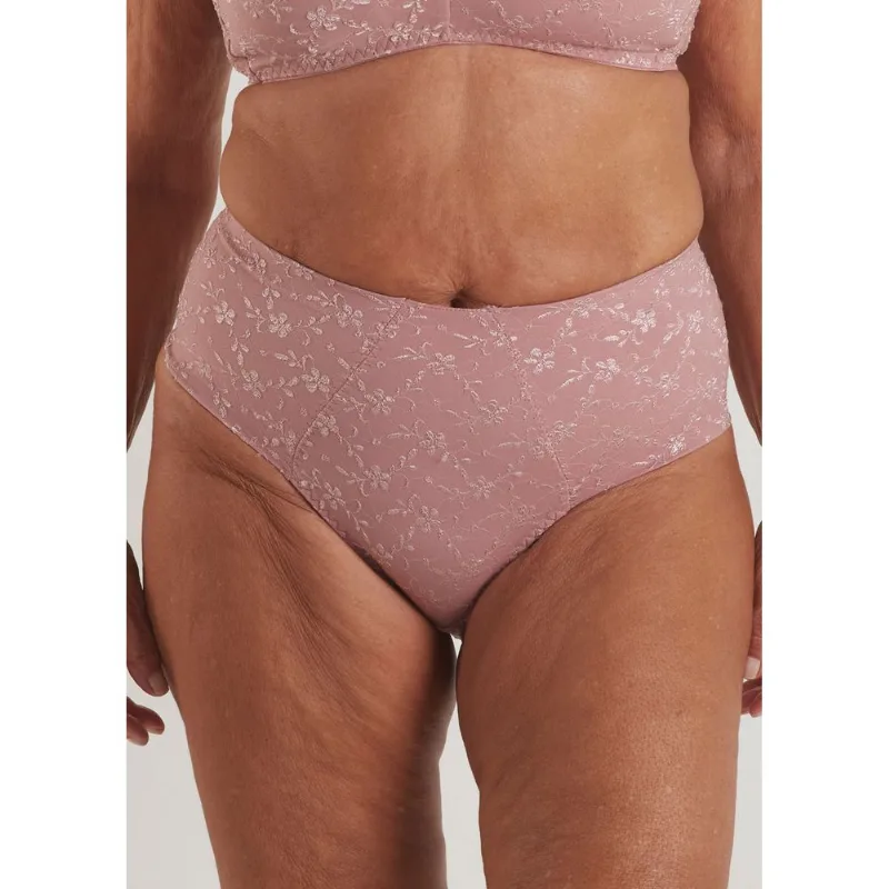 Calcinha Cintura Alta Laterais Sem Elástico Com Reforço Frontal Em Microfibra Trabalhada Fio Lycra Merlot ROSE PASSÉ EG