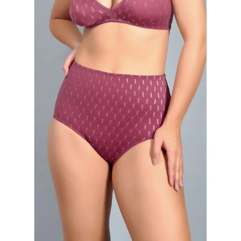 Calcinha Cintura Alta Laterais Largas Em Microfibra Trabalhada Fio Lycra Paris GRENAT XL