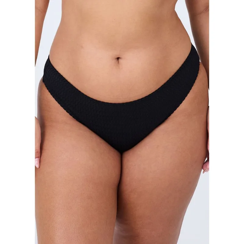 Calcinha Biquíni Lateral Estreita Em Microfibra Trabalhada Fio Lycra Mondrian PRETO G