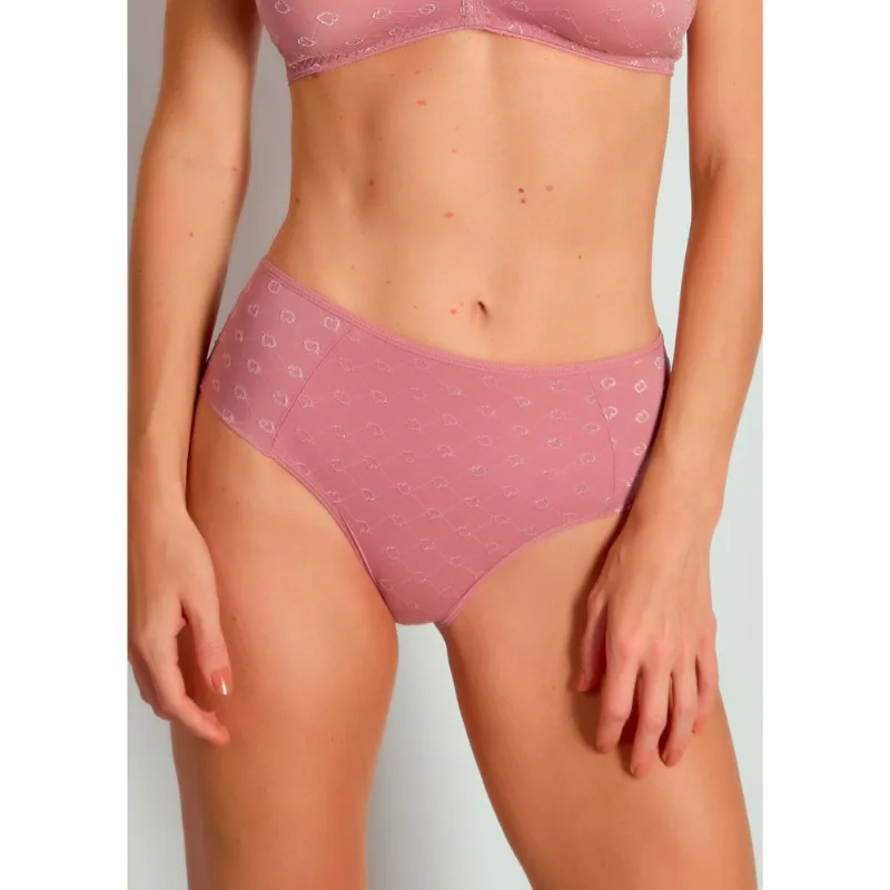 Calcinha Cintura Alta Laterais sem Elástico Em Microfibra trabalhada fio Lycra Cuore ROSE PASSÉ G