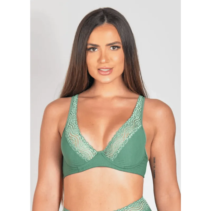Sutiã Sem Bojo Com Recorte Em Renda Com Aro Marjorie OLIVE P