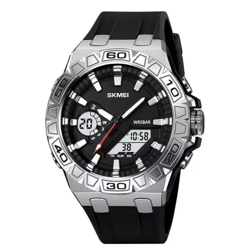 Relógio Masculino Skmei Anadigi 2276 Preto E Prata