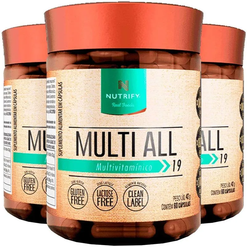 Kit 3 Multi All Multivitamínico Nutrify 60 Cápsulas
