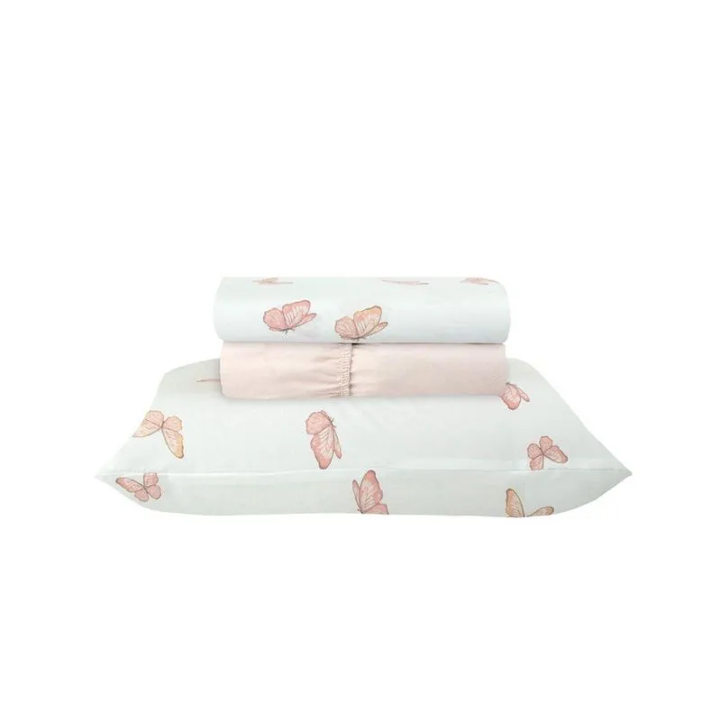 Jogo De Cama Solteiro Sultan 180F Sonhare Prata Borboleta