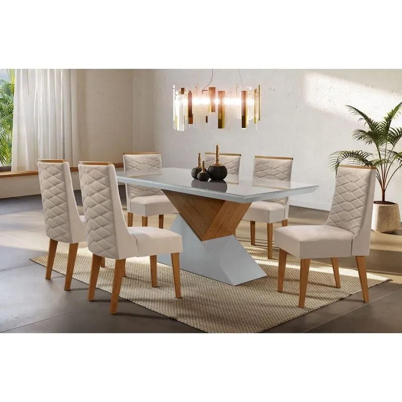 Sala de Jantar Completa com 6 Cadeiras 1,80x0,90m - Dubai - Móveis Rufato