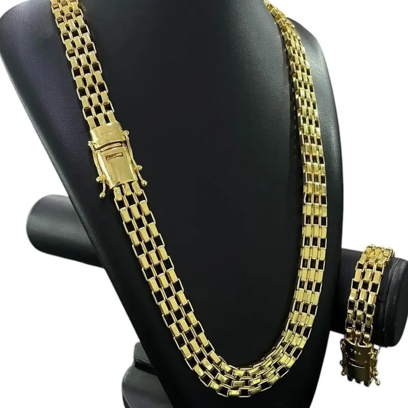 Kit Tijolinho Duplo Banhado A Ouro 18k