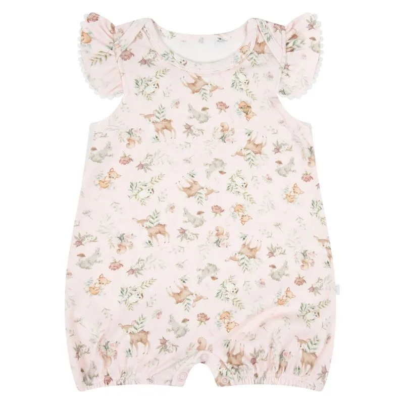 Macacão Bebê Menina Curto Floresta Rosa Est.176 - Hug