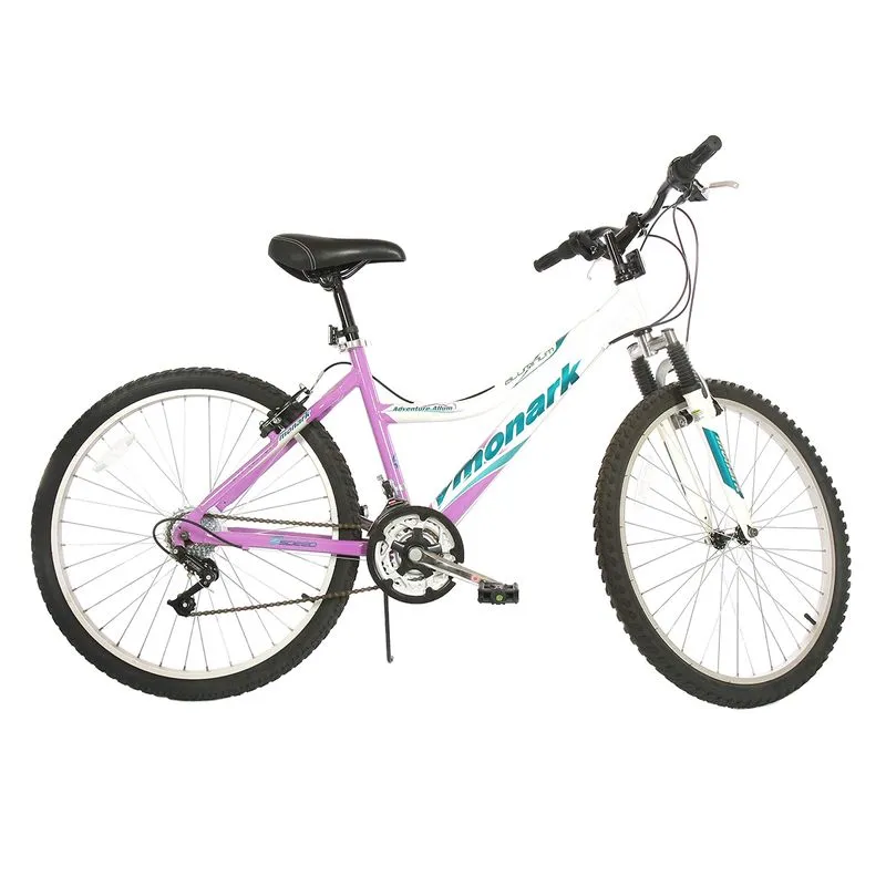 Bicicleta Monark Aro 26 - 21 Marchas Adventure Allum Lazer Branca e Violeta