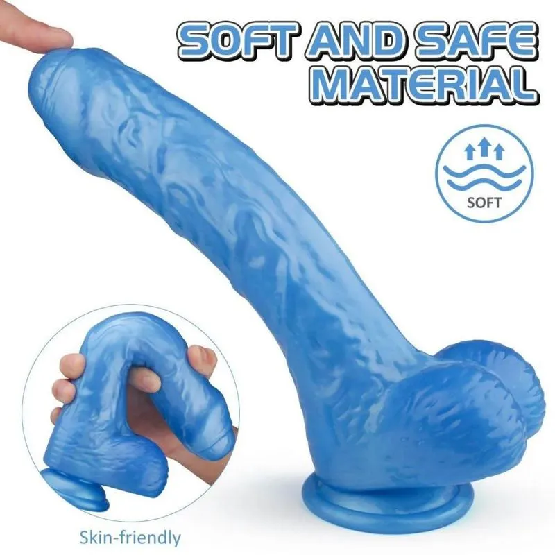 Pênis Realístico Azul Silicone Ventosa Macio Martin-l 24x4