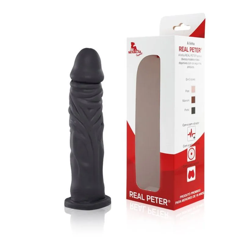 Pênis Realístico Preto Com Veias 19x3,8cm - Real Peter