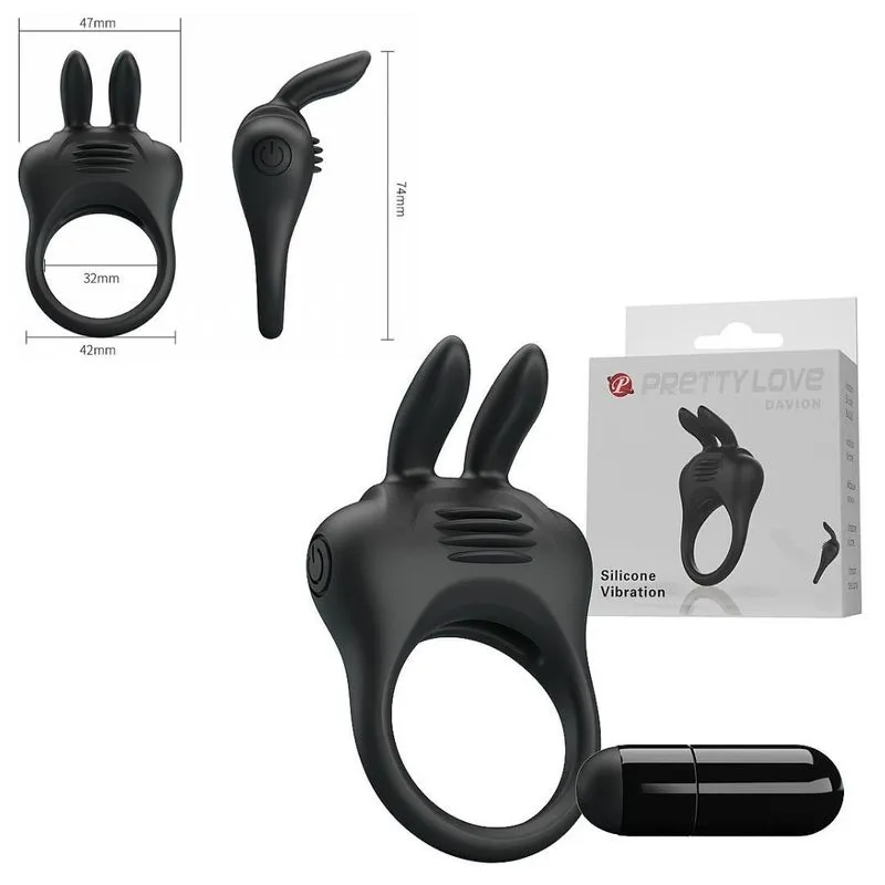 Anel Peniano Em Silicone Macio Vibrador Davion Pretty Love