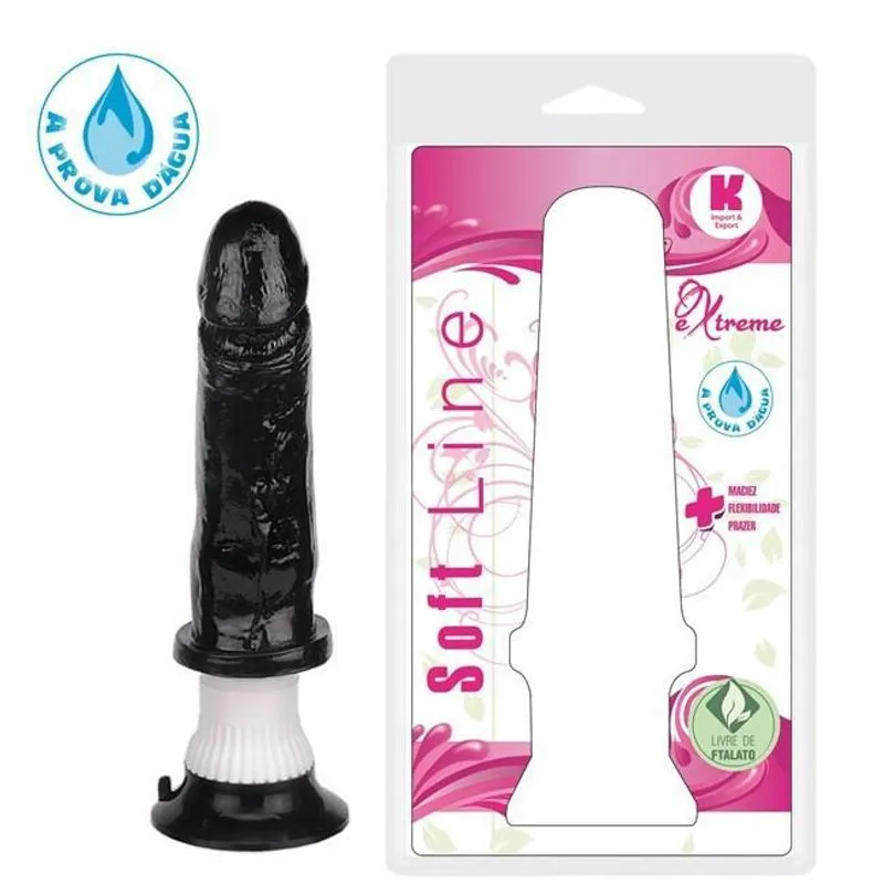 Pênis Com Vibrador E Ventosa 17x4cm Preto - Sexy Shop