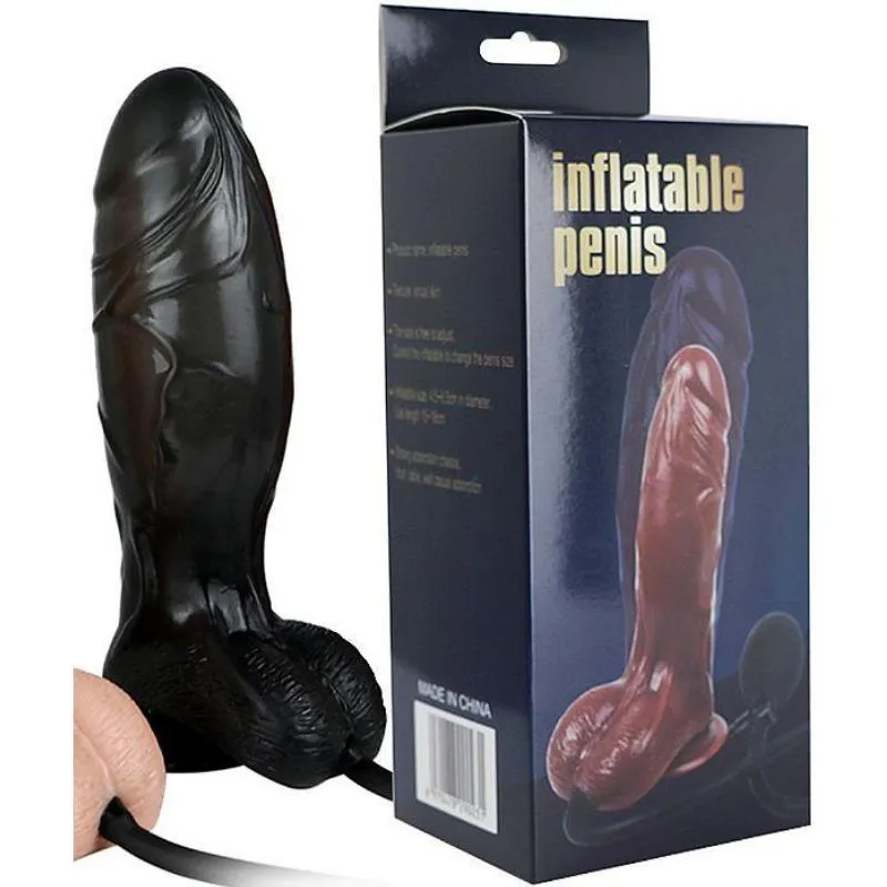 Pênis Inflável Realístico Preto Tamanho Maximo 8cm - Pênis