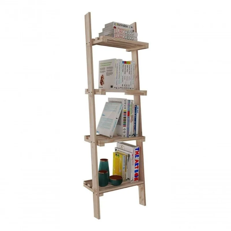 Estante Modelo Escada 4 Prateleiras Decorativa P/ Livros Rústico