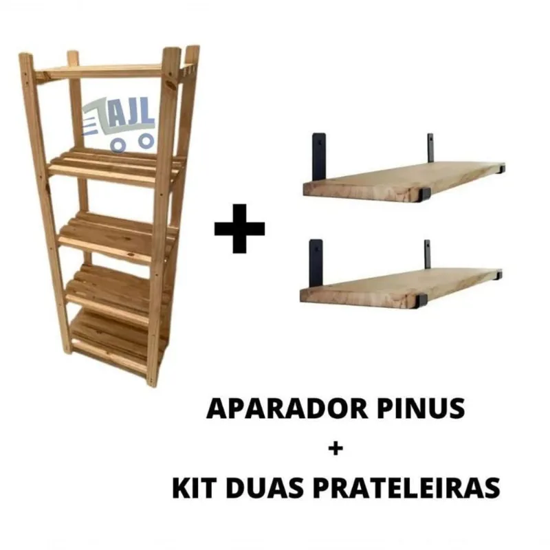 02 Prateleiras + Aparador Pinus Para Closet Multiuso Ajl