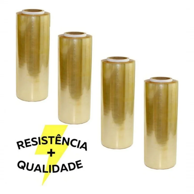 Filme PVC Kit 4 Rolos 28CM X 300M 9 MICRO Amarelo Transparente Higipack