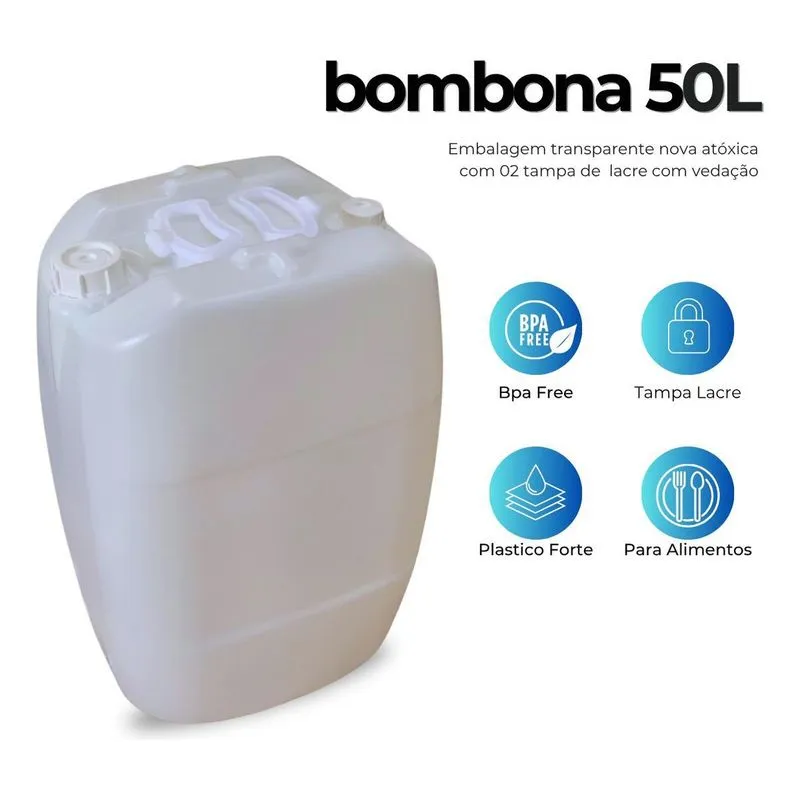 Bombona Transparente 50l Armazenar Massa Corrida - 2 Pçs