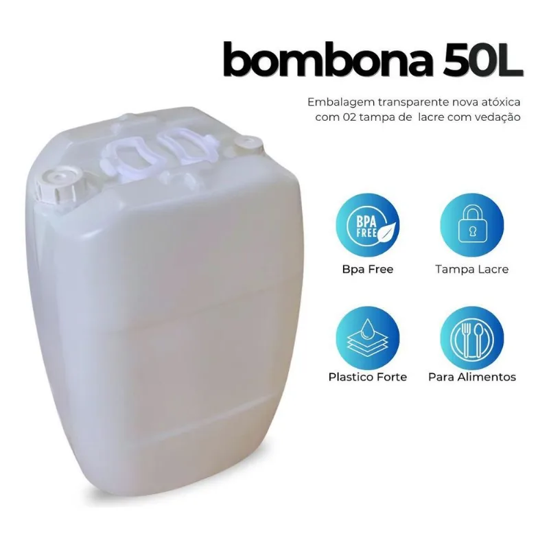 Bombona Transparente 50l Para Armazenar Oleo - 2 Pçs