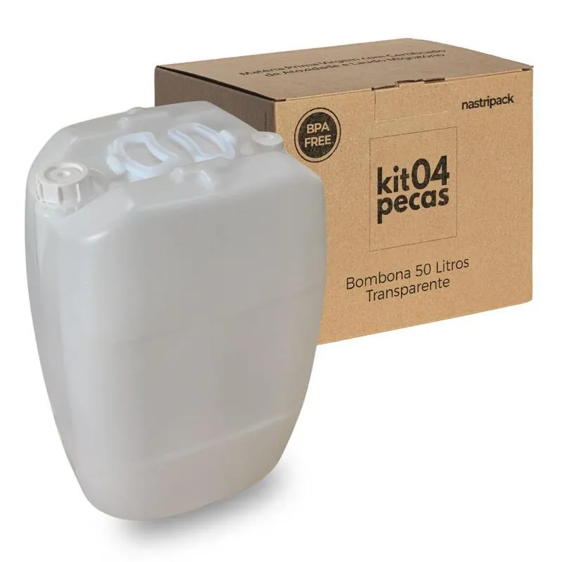 Galão 50 Litros Transparente Atóxico Bpa Free - 4 Pçs