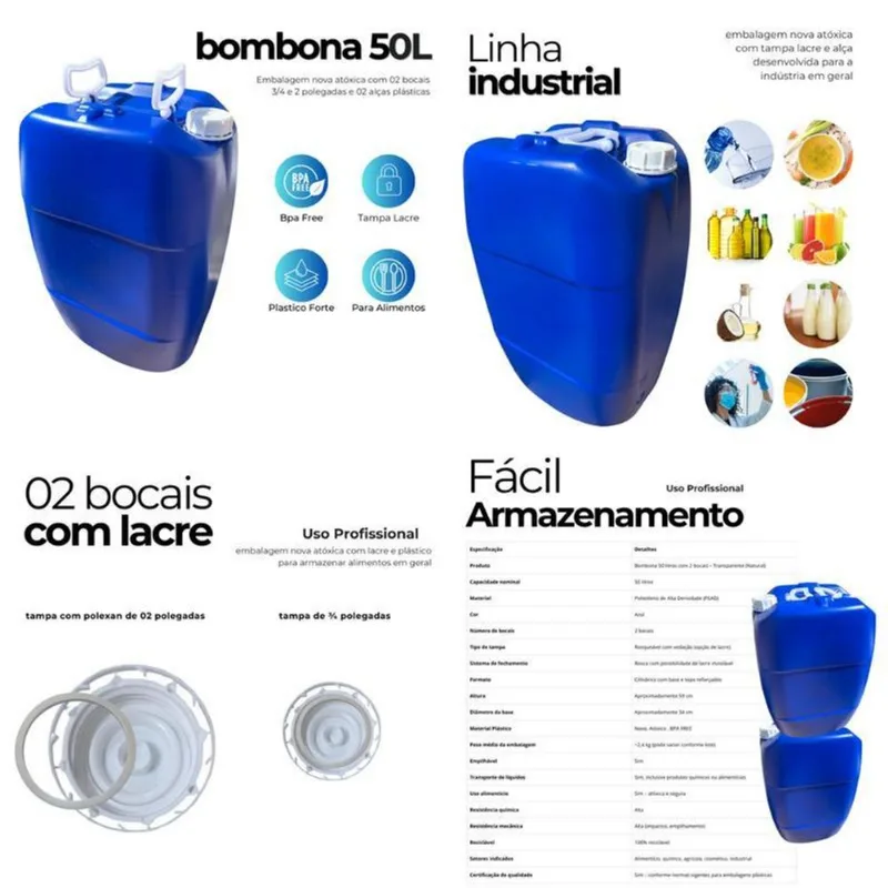 Bombona Com Rosca Para Uso Em Cozinhas - 4 Pçs