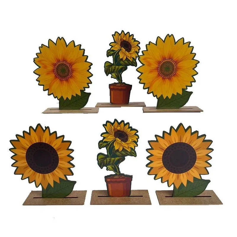 Kit Display De Mesa 6 Peças Para Festa Girassol Mdf