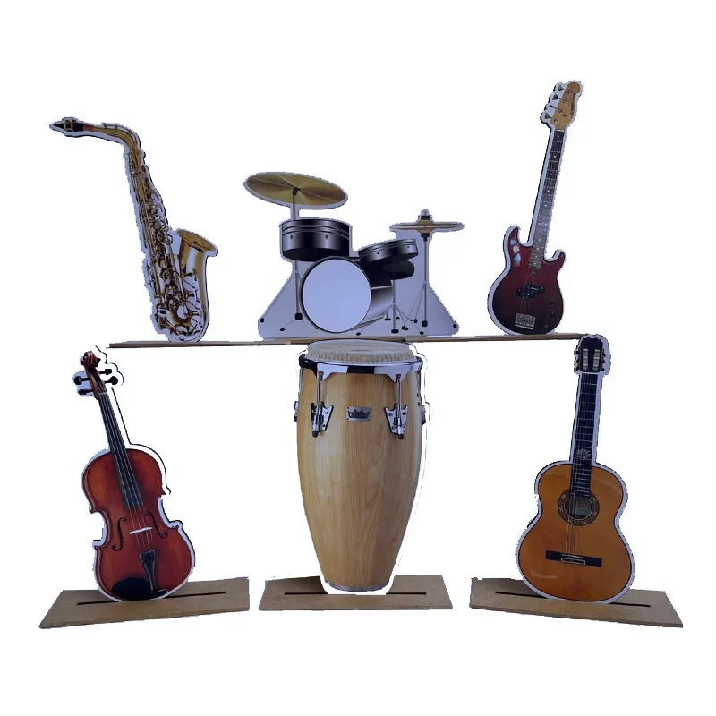 Kit Display de Mesa 6 Peças Festa Instrumentos Musicais mdf
