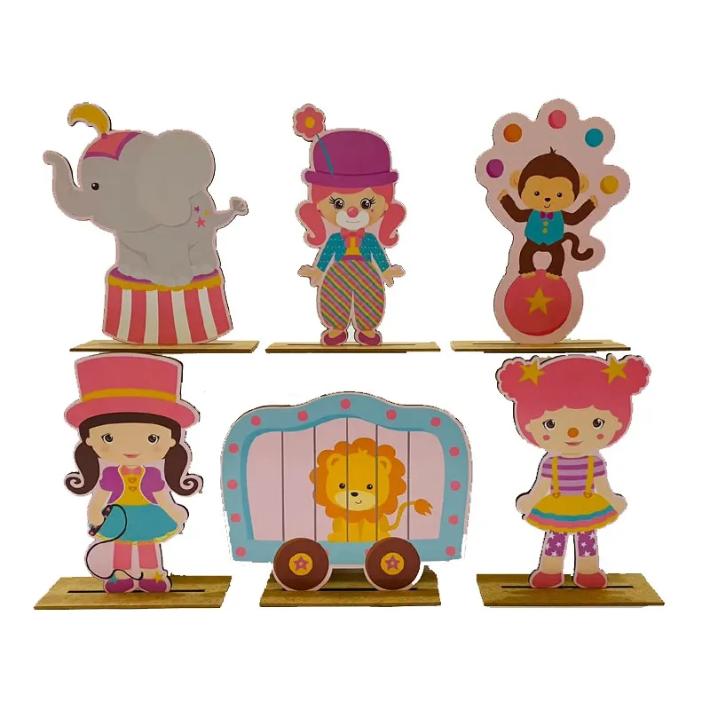 Kit Display de Mesa 6 Peças Para Festa Circo Rosa mdf
