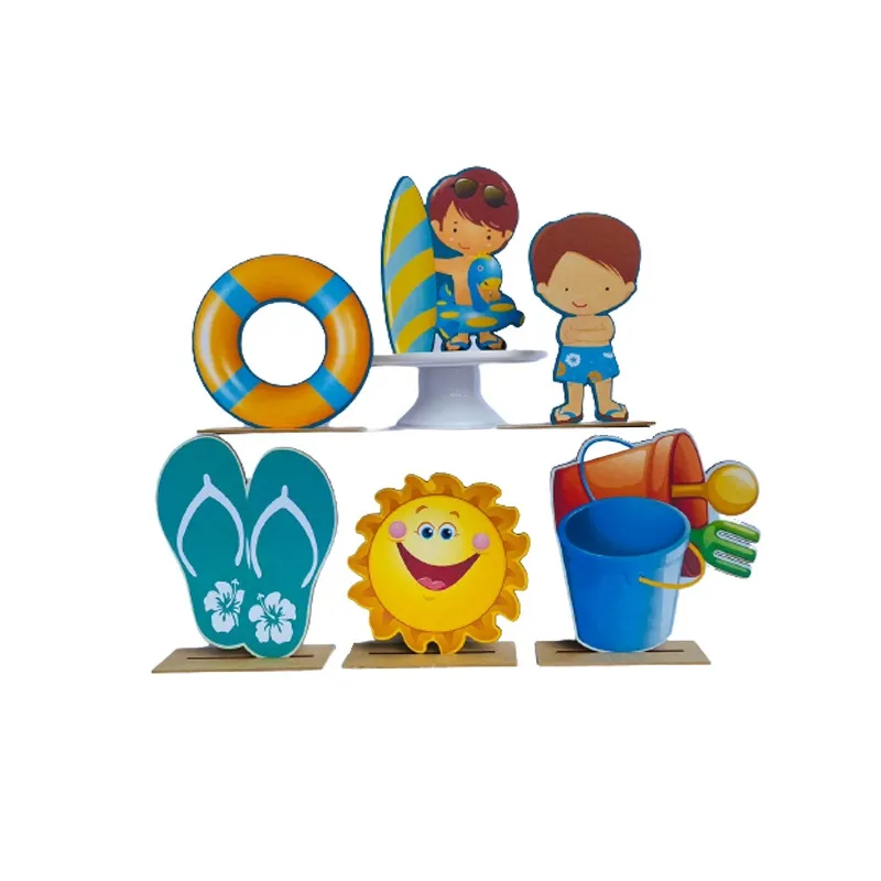 Kit Display de Mesa 6 Peças Festa Pool Party Masculina mdf