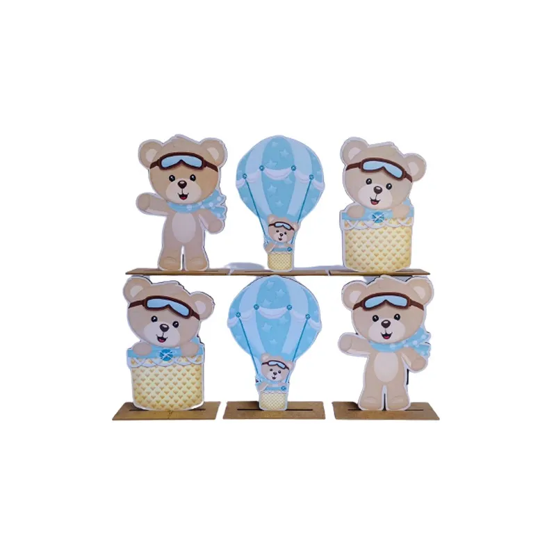 Kit Display de Mesa 6 Peças Para Festa Ursinho Baloeiro mdf