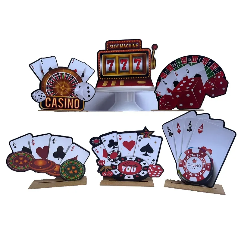 Kit Display de Mesa 6 Peças Para Festa Cassino mdf