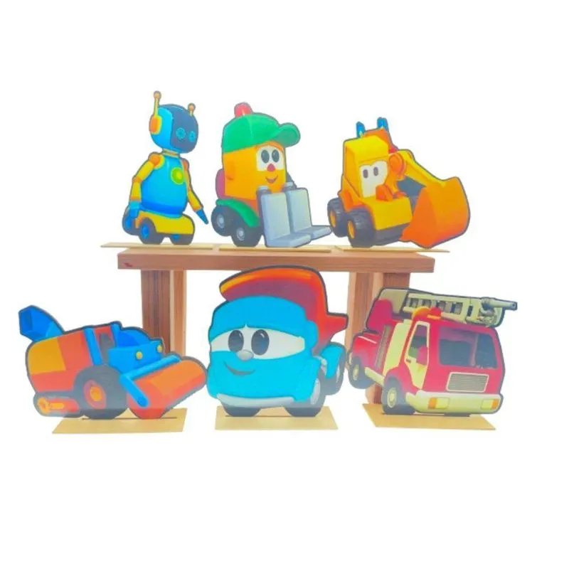 Kit Display De Mesa 6 Peças Para Festa Leo O Caminhão Mdf