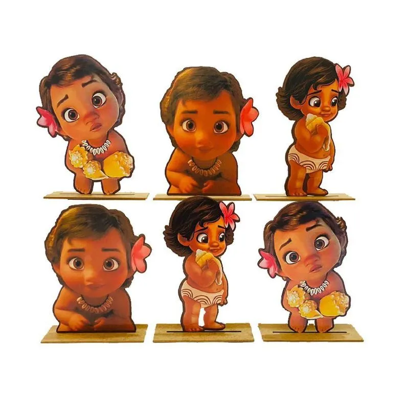 Kit Display De Mesa 6 Peças Para Festa Moana Baby Mdf