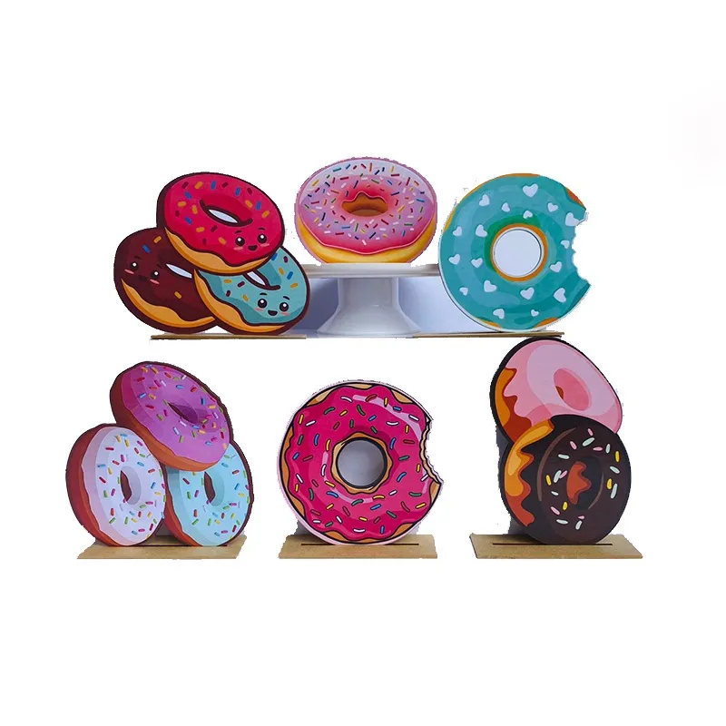 Kit Display de Mesa 6 Peças Para Festa Donuts mdf