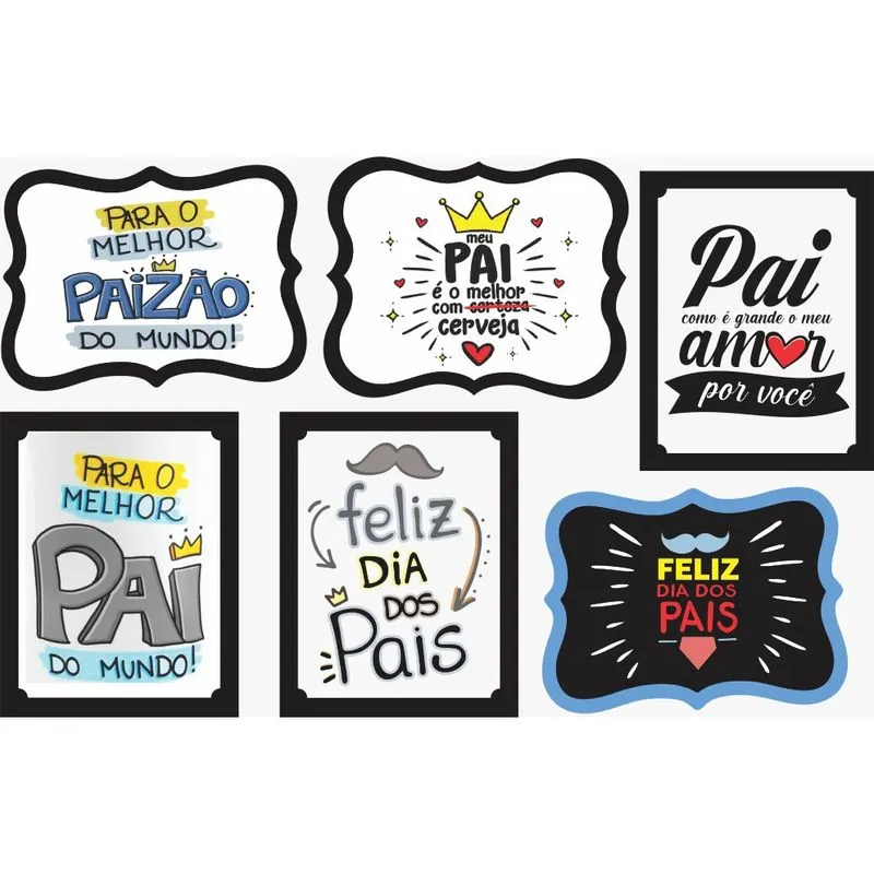 Kit Display de Mesa 6 Peças Para Festa Dia dos Pais mdf