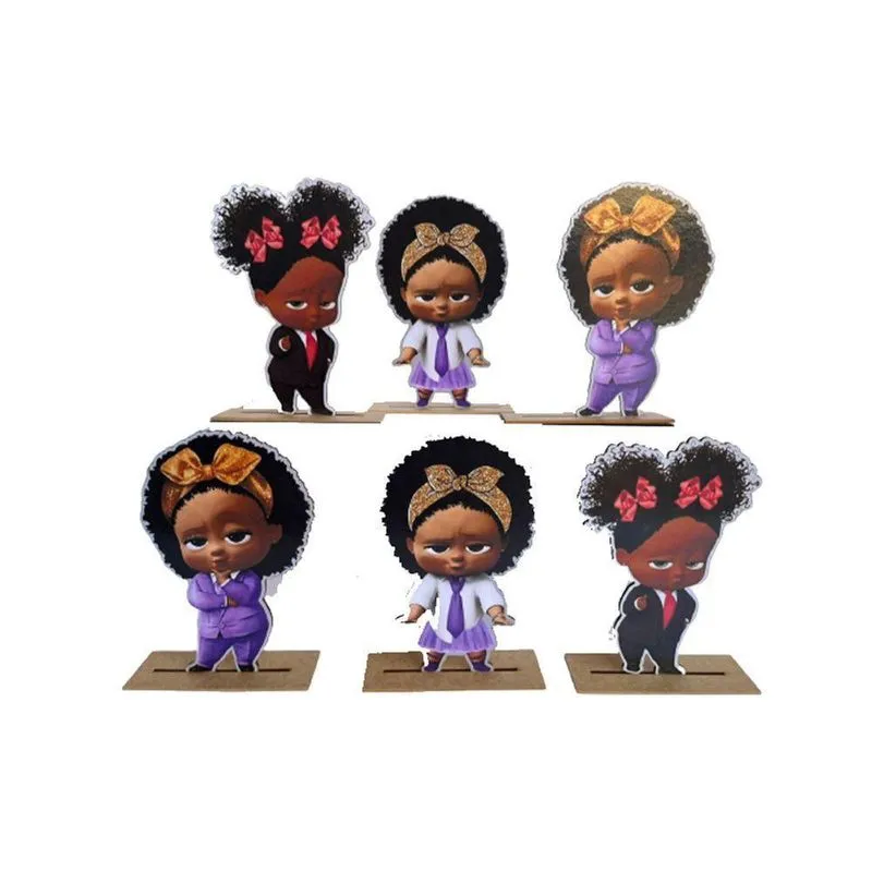 Kit Display De Mesa 6 Peças Festa Poderosa Chefinha Negra Mdf