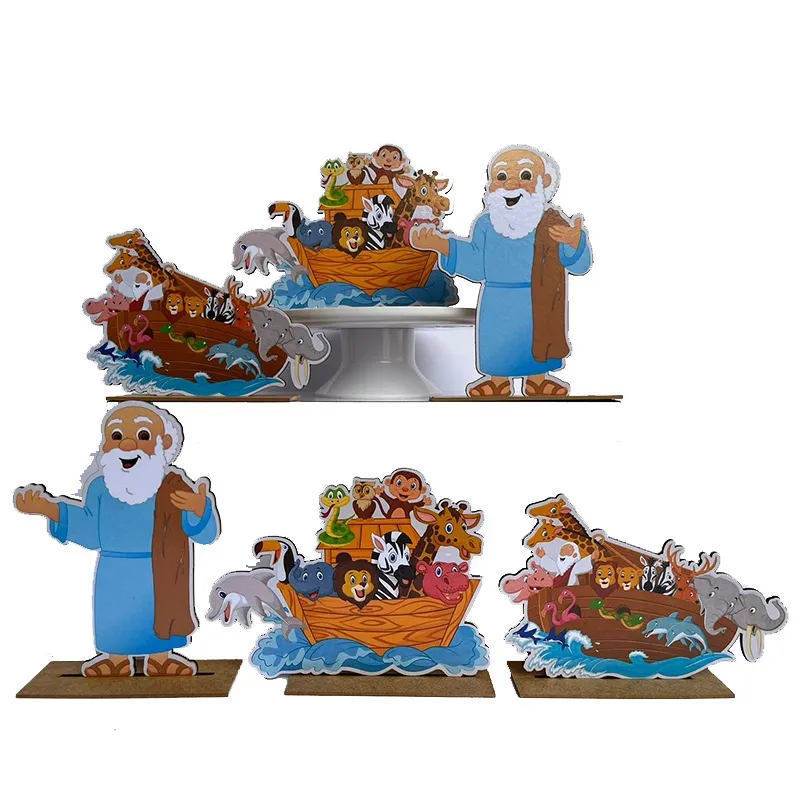 Kit Display de Mesa 6 Peças Para Festa Arca de Noé mdf