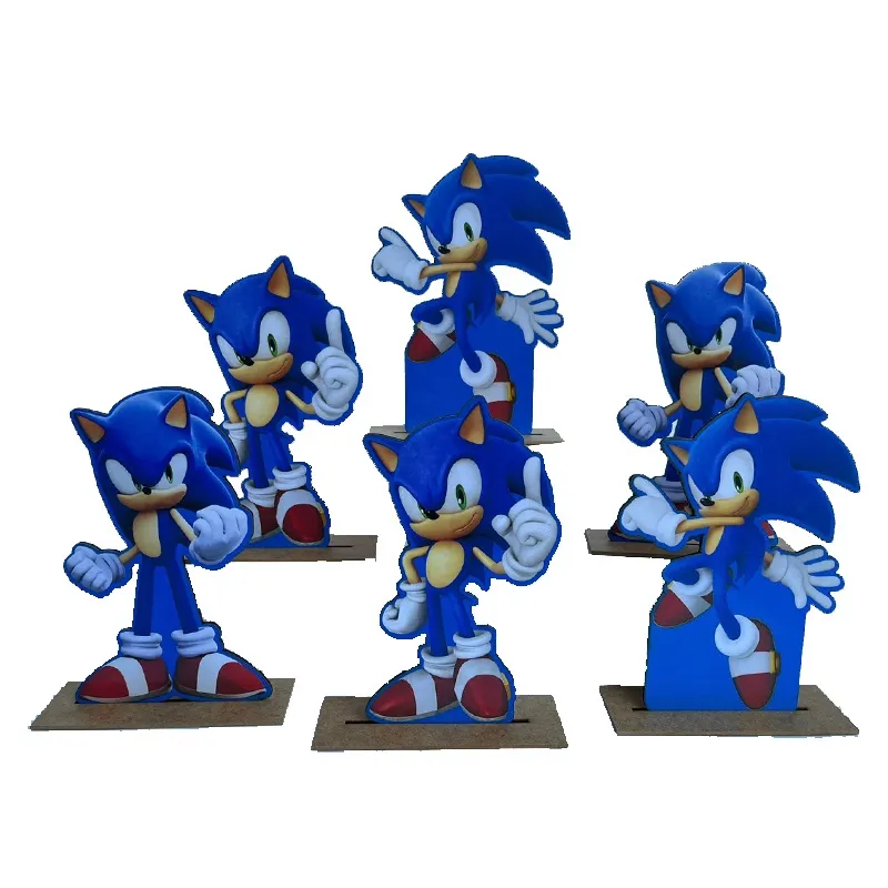 Kit Display de Mesa 6 Peças Para Festa Sonic mdf