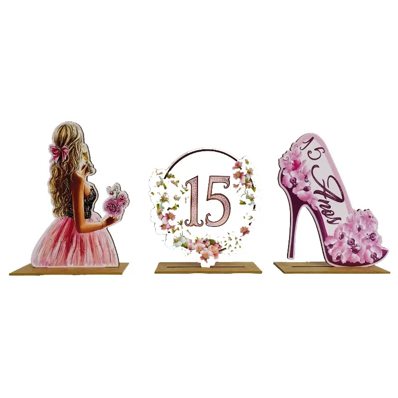 Kit Display de Mesa 15 Peças Para Festa 15 Anos 5 de Cada mdf
