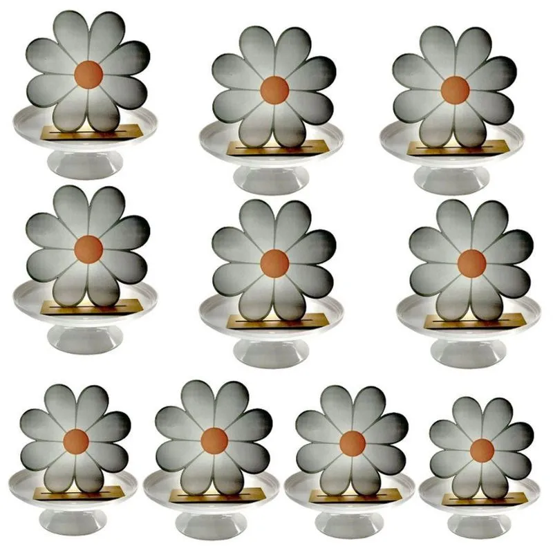 Kit Display De Mesa 11 Peças Festa Margaridas Inteiras Mdf