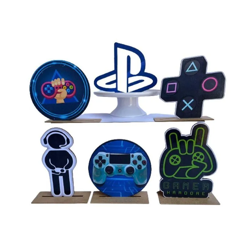 Kit Display De Mesa 10 Peças Para Festa Playstation Mdf