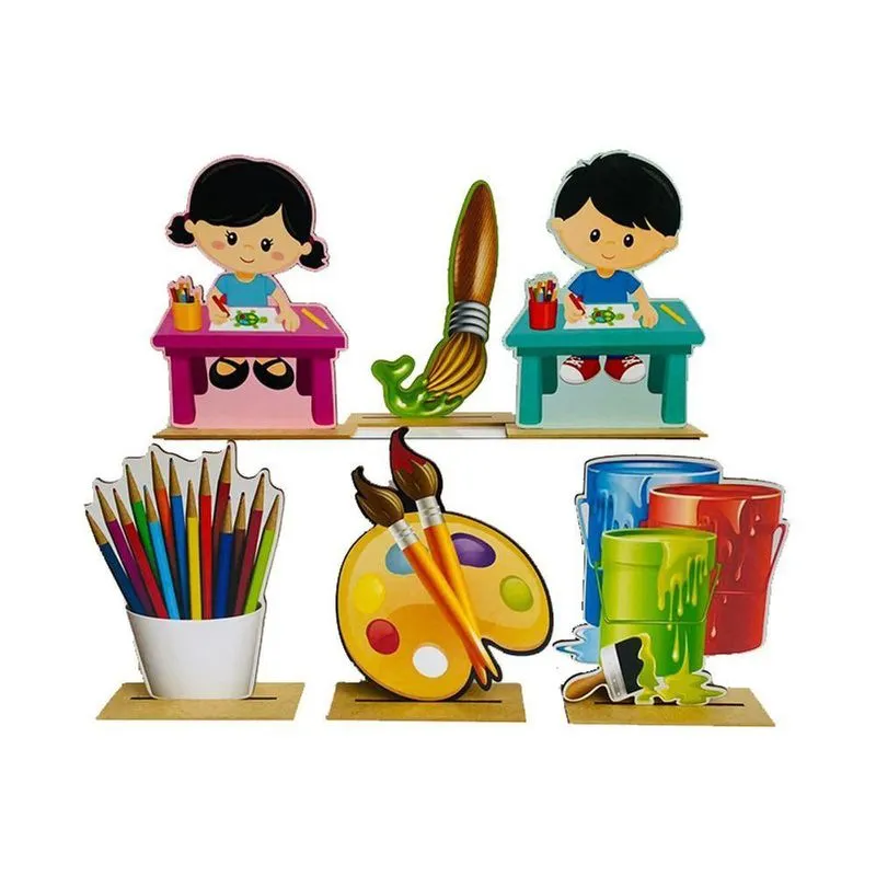 Kit Display De Mesa 8 Peças Para Festa Pintando O 7 Mdf