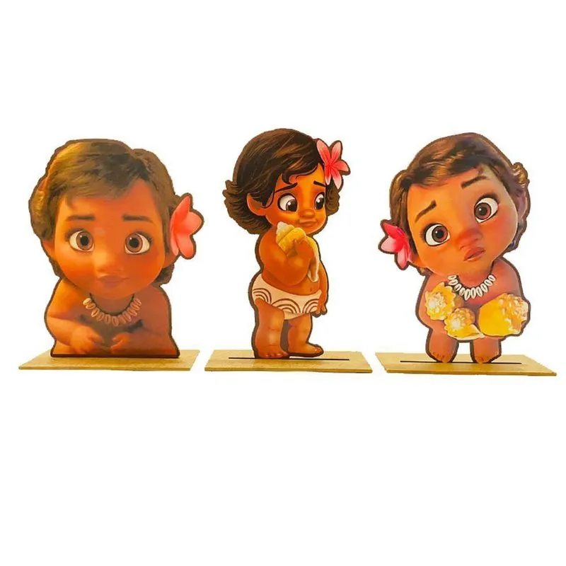 Kit Display De Mesa 3 Peças Para Festa Moana Baby Mdf