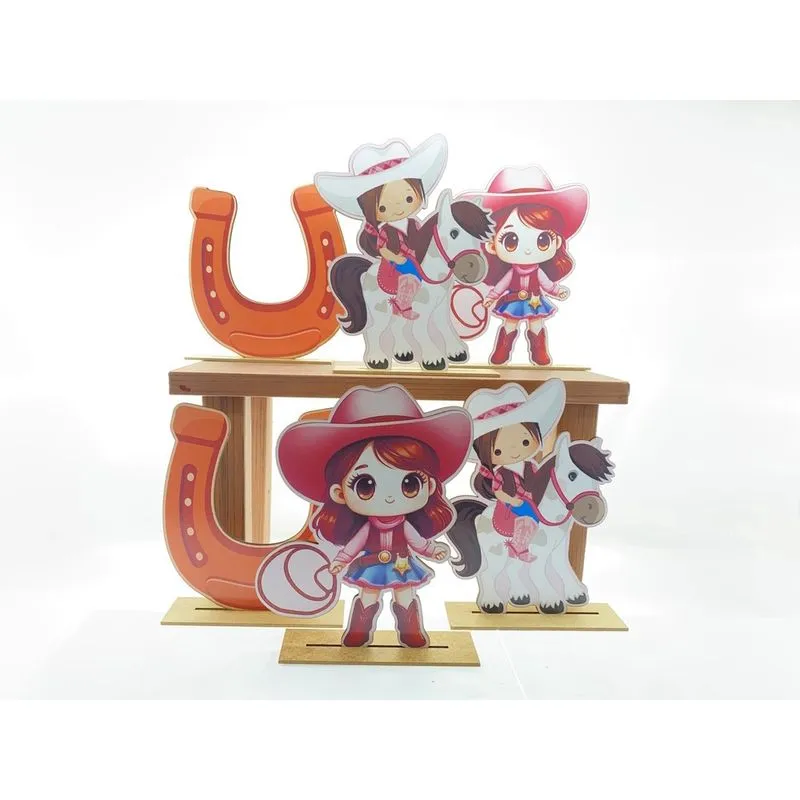 Kit Display de Mesa 6 Peças Para Festa Menina Boiadeira mdf