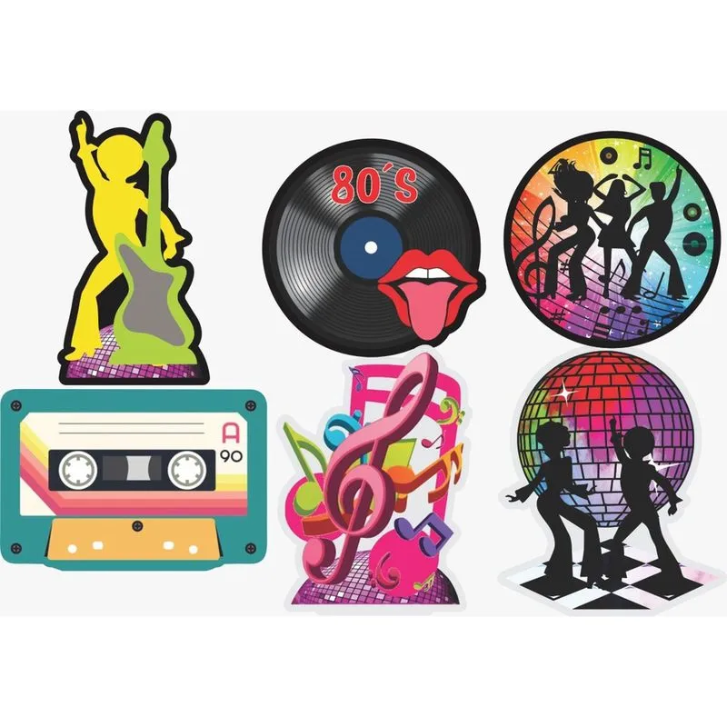 Kit Display de Mesa 6 Peças Para Festa Anos 80 md