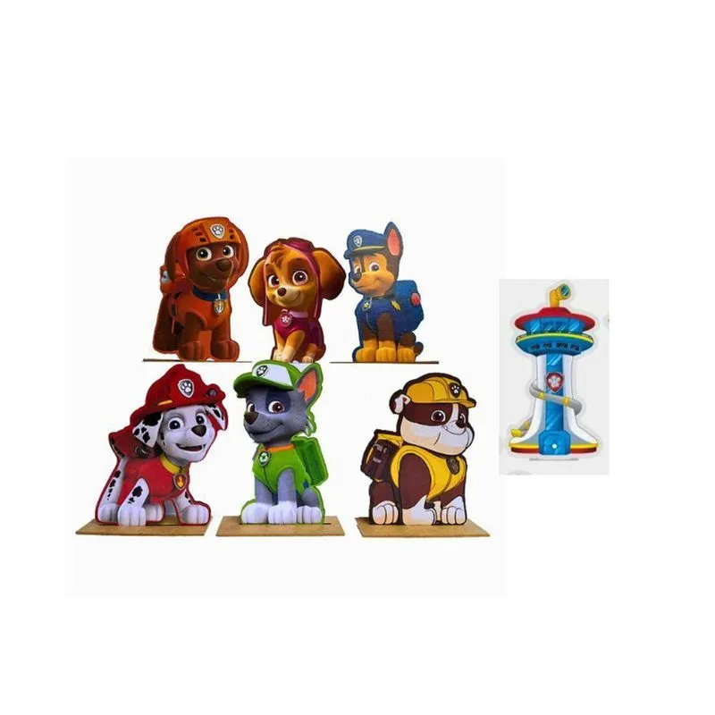 Kit Display De Mesa 7 Peças Para Festa Patrulha Canina + Torre Mdf