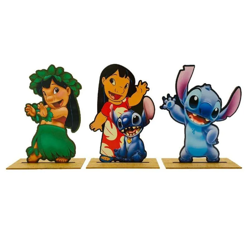 Kit Display De Mesa 3 Peças Para Festa Lilo E Stitch Mdf