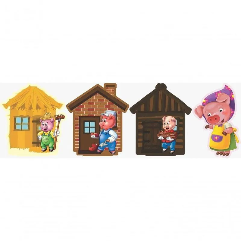 Kit Display De Mesa 6 P Festa Os Três Porquinhos Casinha Mdf