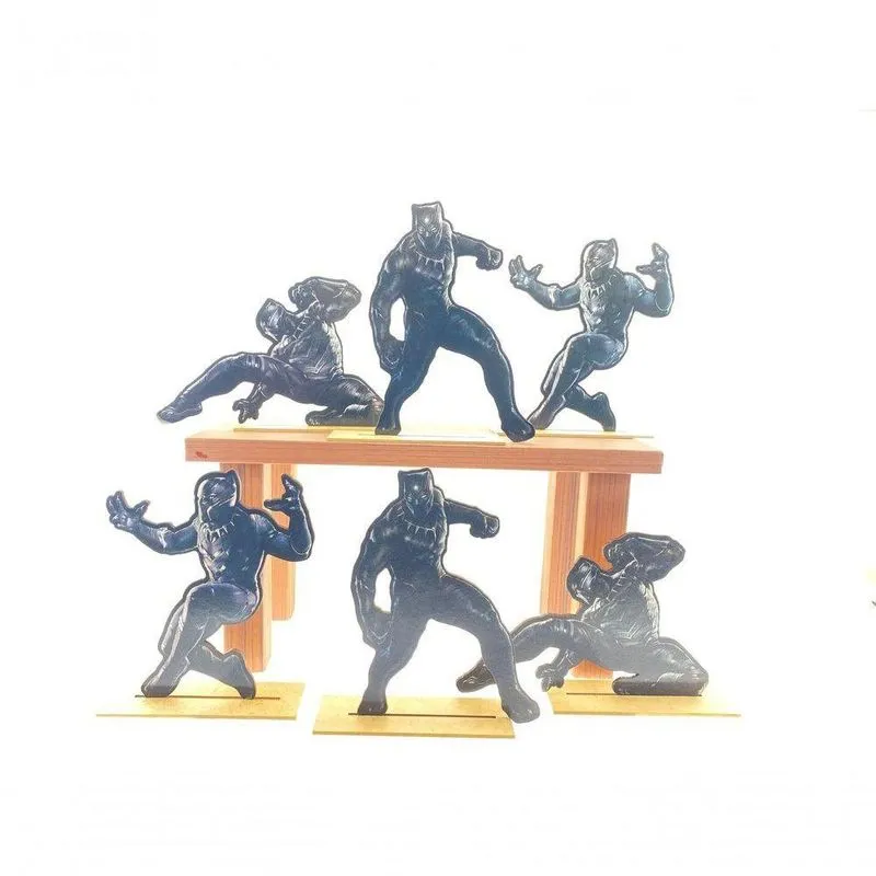 Kit Display De Mesa 7 Peças Para Festa Pantera Negra Mdf
