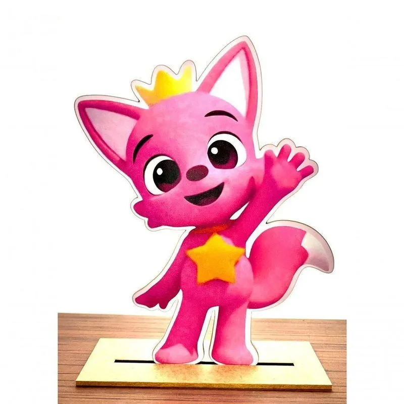 Kit Display De Mesa 3 Peças Para Festa Pinkfong Mdf